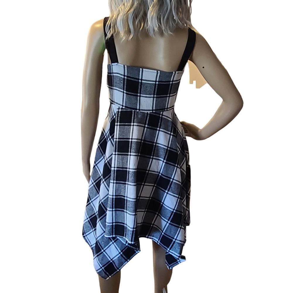 Dressfo Dress Lace-Up‎ Black And White Plaid sz 8 - Picture 11 of 13